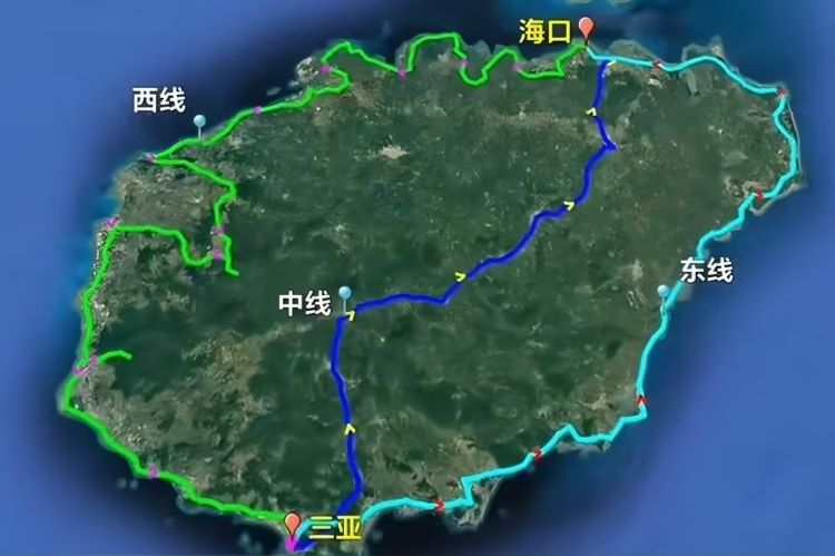 海南自驾游路线示意图